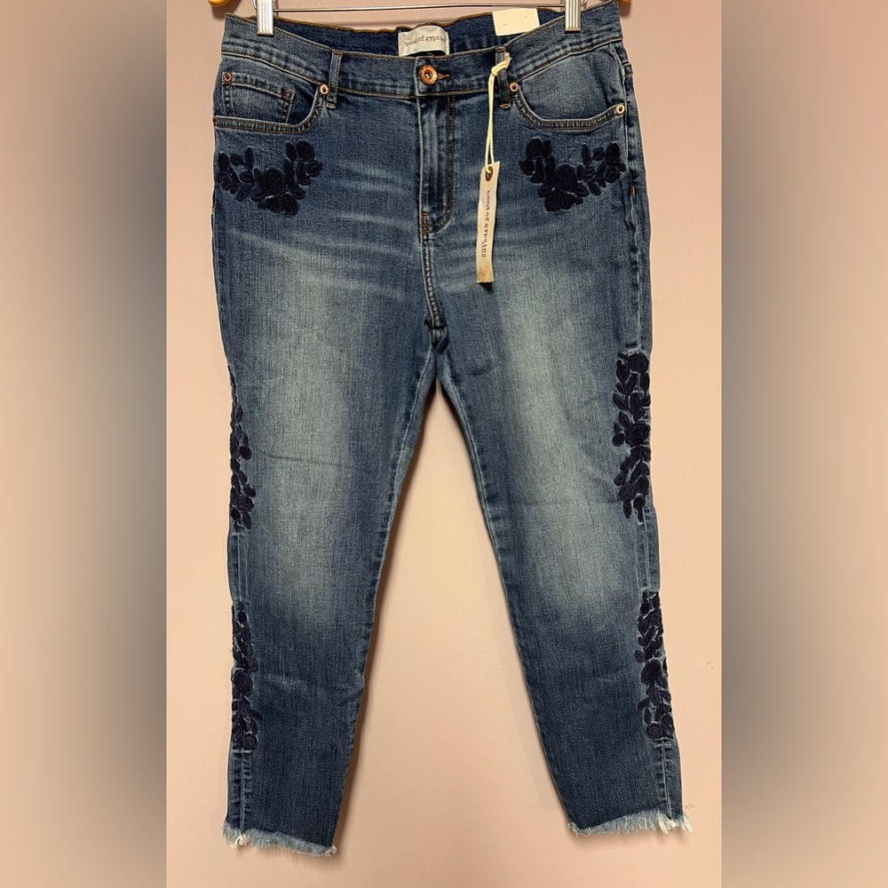 NwT BAND OF GYPSIES Embroidered JEANS Skinny  WOMEN 32